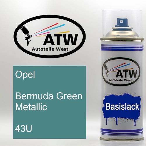 Opel, Bermuda Green Metallic, 43U: 400ml Sprühdose, von ATW Autoteile West.